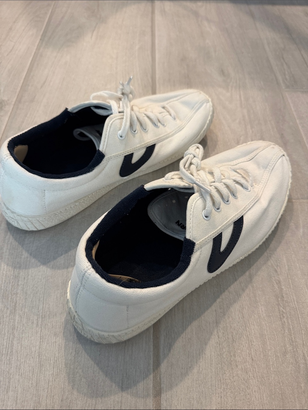 Tretorn NYLITE White Canvas Sneakers with Navy Accent - Picture 4 of 11